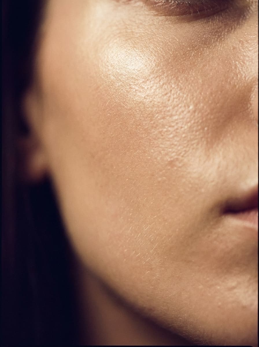 Cheekbone catching the light