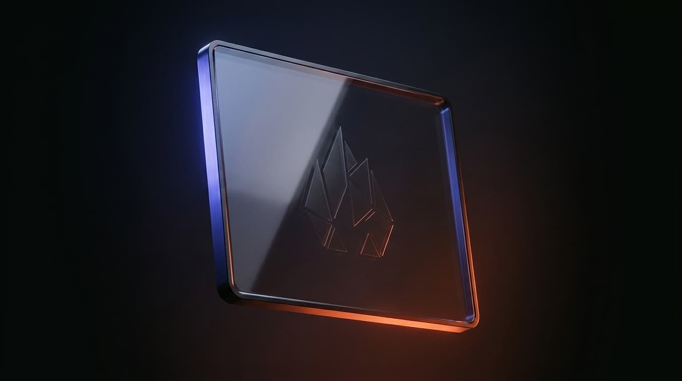 A custom Flare Built website rendered as a premium glass panel with the flame mark embossed